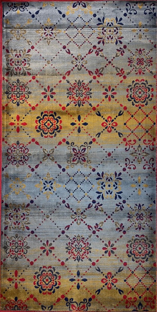 KASHMIR 80*150 FLORAL DARK BROWN/RED